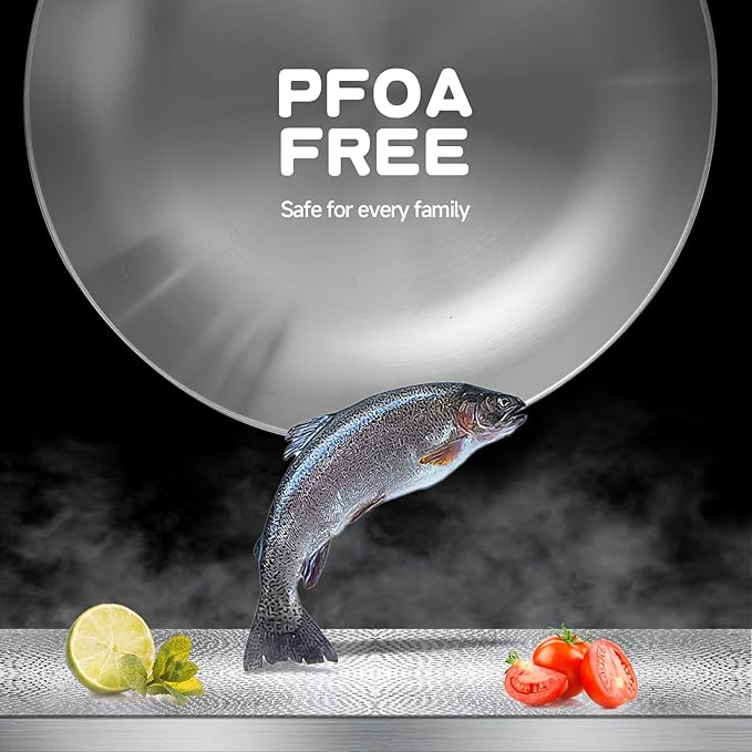 LOLYKITCH 14 Inch Tri-ply Stainless Steel Frying Pan with Lid and Helper Handle,Large Skillet,Induction Chef's Cooking Pan,Oven Safe and Detachable Handle