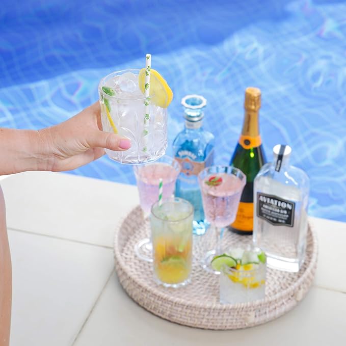 BELLAFORTE Tritan Plastic Whiskey Glasses Set of 4, 13oz Unbreakable Wine Glasses, Shatterproof Crystal Cut Drinking Glasses for Old Fashioned, Cocktails - BPA Free - Dishwasher Safe - Clear