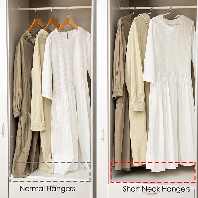 SHIMOYAMA Non-Slip Metal Clothes Hangers - 5 Pack, Space-Saving Short Neck Hangers for T-Shirts, Dresses, Tank Tops, Jackets (Black)