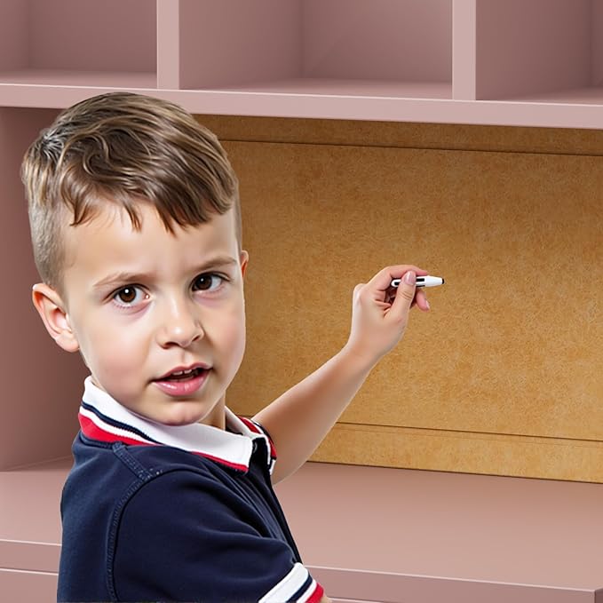 Pink Wooden Kids Desk and Chair Set,Kids Study Table and Chair Set with 4 Storage Open Shelves,Kids Study Desk with 2 Drawers & 4 Cabinet,Girls Study Desks for Kid with Hutch for Bedroom-Jcp9pn