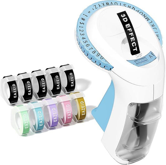 Manual 3D Label Maker Embossing, Vintage Embossed Label Maker Machine with Tapes, Embosser Labeler with 10 Rolls Embossing Label Tapes for Home Kitchen Office School, DIY & Crafting