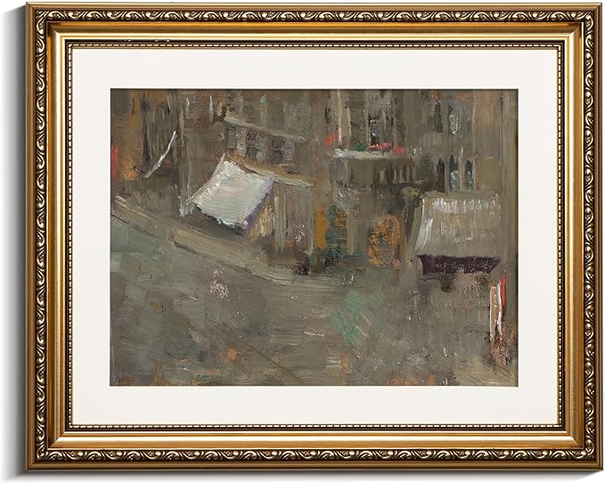 VIYYIEA Gold Framed Wall Art Canvas Print Home Decor Dark Brush Landscape Abstract Shapes Oil Painting Vintage Wall Decor Boho Decorative Aesthetic Room Decor for Living Room Bedroom Office 13x16in