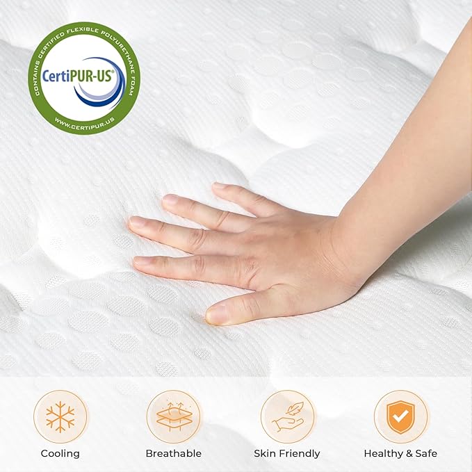 Vesgantti Twin Mattress, 10 Inch Memory Foam Hybrid Mattress in a Box with Individual Pocket Spring, Twin Size Mattress for Pressure Relief, Motion Isolation, Medium Firm Support