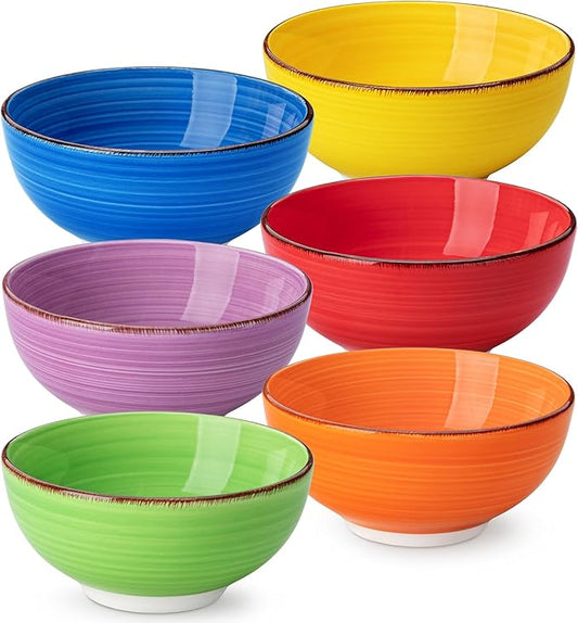 vancasso Bonita 12 Oz Small Bowls Set of 6, Ceramic Mini Dessert & Dipping Dishes, 5" Kids Bowls for Dip and Snacks, Microwave Safe Multicolor