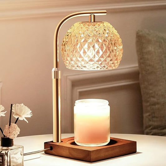 Mocalido Candle Warmer Lamp with Timer, Dimmable Electric Candle Warmer Adjustable Height, Top Candle Melter Warming Lamp for Scented Jar Candles, Amber