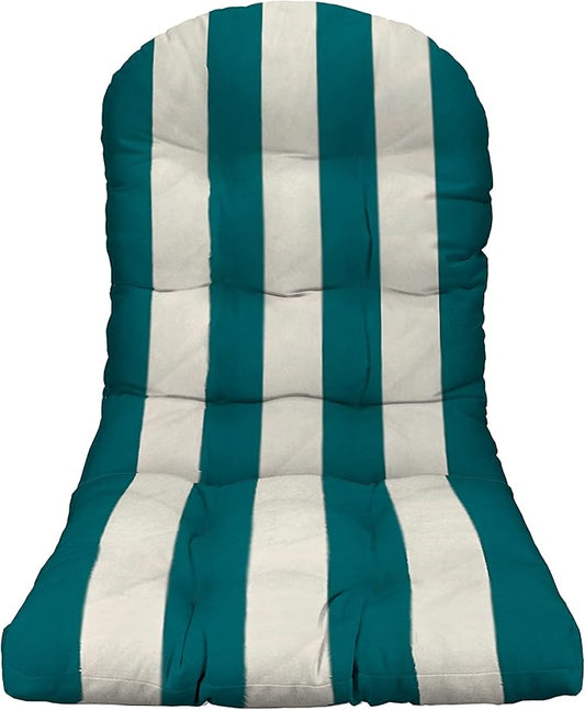 RSH DECOR: Tufted Adirondack Chair Cushion | 42.5” x 21” | All-Weather Spun Fabric | Water and Fade-Resistant | Outdoor Cushion for Patio Furniture | Peacock & White Stripe