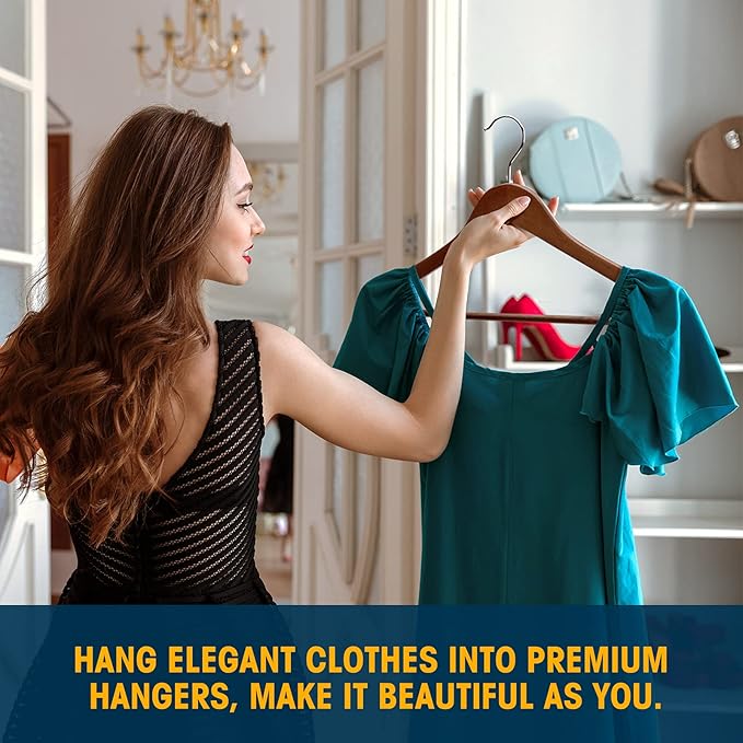 Wooden Hangers 30 Pack,Clothes Hanger for Daily Used,Coat Hanger for Closet,Heavy Duty Wood Hangers for Suit, Shirts, Jackets, Dress, Pant (Walnut)