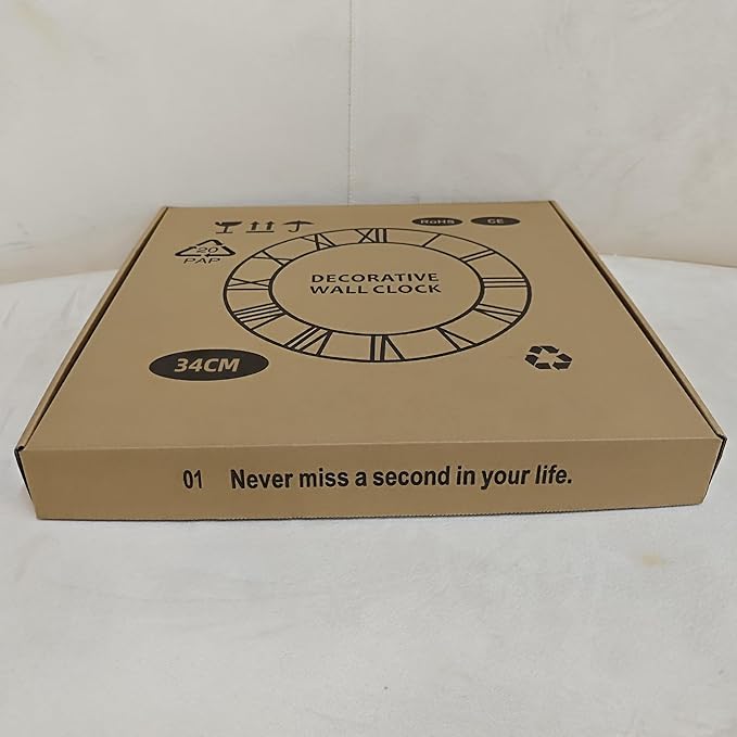 Maxstar Wall Clock Battery Operated,Silent Non-Ticking Modern Rustic Metal Round Clocks Small for Living Room/Bedroom/Office/Kitchen/Farmhouse Home Decor-14 Inch(Brown-Wood)