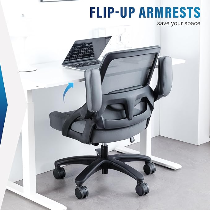 Big and Tall Office Chair 400lbs-Ergonomic Mesh Desk Chair with Flip up Arms, Heavy Duty Home Office Computer Chair, Wide Seat Office Chairs, Executive Rolling Swivel Task Chairs for Large People