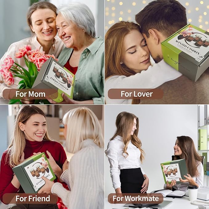 Candles for Home Scented Candles Set, 4 Pack Candles Gifts Set for Women/Men, Soy Candle, Lavender Candle, 220H Long Lasting Soy Wax Candle Set for Mother's Day, Birthday, Anniversary, Men