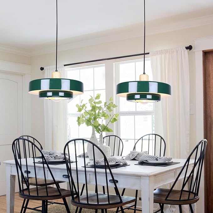 Green Pendant Light Vintage Light Fixtures, Metal Pendant Lights Kitchen Island, Modern Chandelier Pendant Light Fixture for Bedroom Hotel Dining Room Living Room Kitchen