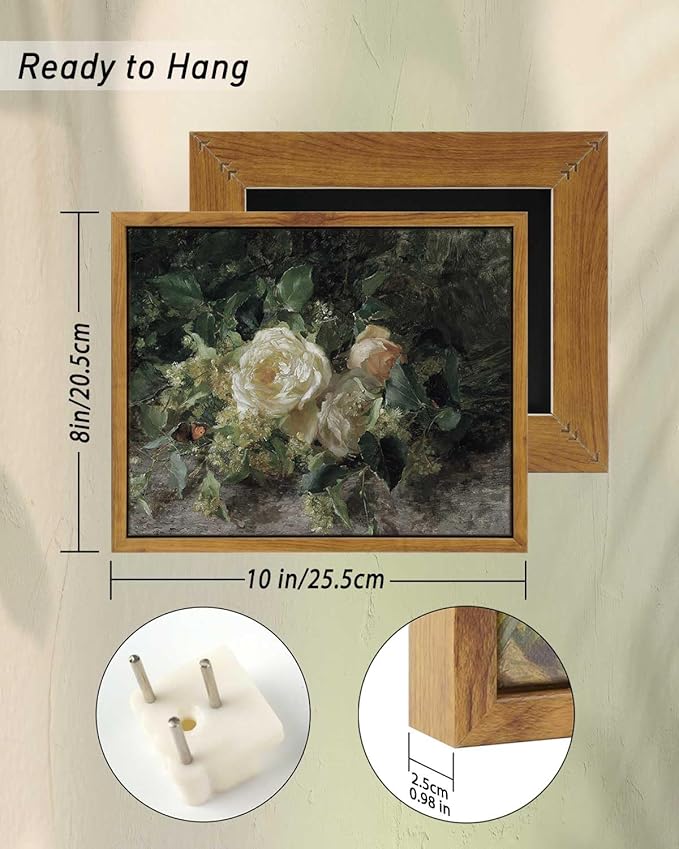 InSimSea Framed Wall Art for Living Room Decor Classical Oil Painting A Bouquet of Roses Canvas Prints Wall Decorations Office Farmhouse Bathroom Decor 8x10in