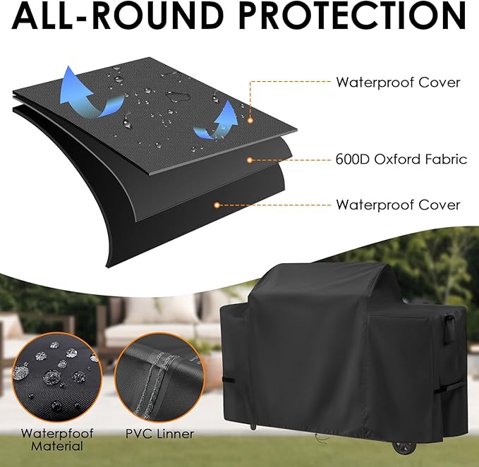 Grill Cover for Traeger Woodridge Electric Wood, 600D Waterproof Cover for Traeger Woodridge Grill, Pellet Smoker Grill Covers Accessory, 52" L x 28" W x 46" H