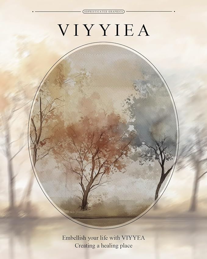 VIYYIEA Vintage Gold Framed Wall Art for Living Room, Colorful Tree Artwork Prints Decor, Watercolor Wall Decor, Gallery Picture Painting, for Bedroom Bathroom Kitchen 16L x 13W