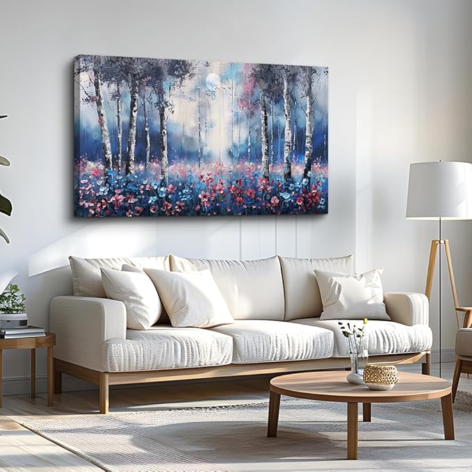 MHARTK66 Large Boho Wall Art For Bedroom Canvas Wall Decor For Living Room Trees Forest Scenery Paintings Office Decoration Stretched And Framed Pictures Modern Aesthetic Home Decor Mural Artwork