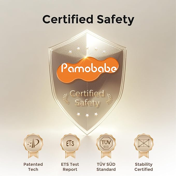 Pamo Babe 1-Second Setup 4-in-1 Playard for Babies - Portable Crib with Mosquito Net & Changing Table, Breathable Mesh, Toy Bar