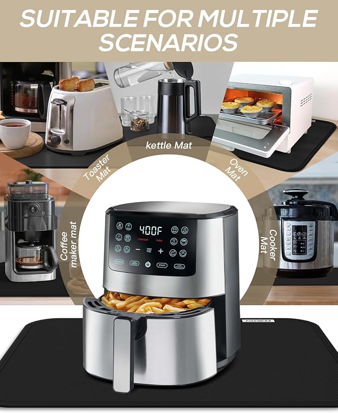 2Pack Heat Resistant Mat for Countertop, 16x24in Hot Pads for Kitchen Countertop Protector,Silicone Heat Resistant Mat for Air Fryer, Deep Fryer, Oven