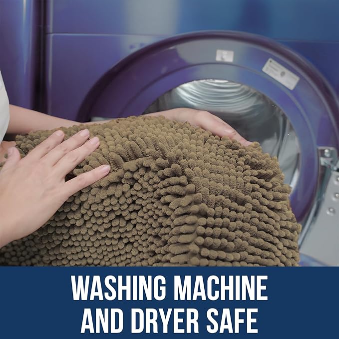 Muddy Mat Chenille Bathroom Rugs Quick Dry Microfiber Mats Non Slip Washable, Extra Thick, Soft and Highly Absorbent Bath Mats for Bathroom, Kitchen, and Shower Floor - Beige Small 28"X18"