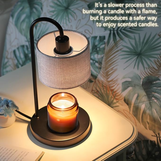 Candle Warmer Lamp with Timer, Dimmable Candle Wax Warmer Electric Candle Lamp for Scented Candles with 2 Bulbs, House Warming Gifts Brithday Gifts for Women Bedroom Home Decor - Gray