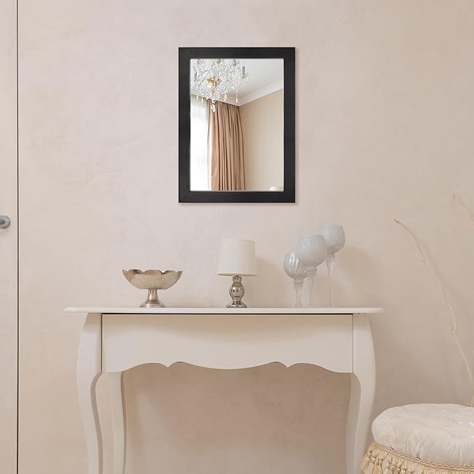 BOMINICA Rectangular Wall Mirror Framed Decorative Mirror 12” x 16” for Bathroom, Living Room, Vanity, Black