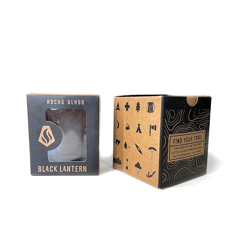 Black Lantern Whiskey Glass Set of 2 - Hunting Landscape Rock Glasses by Black Lantern - 11oz. Old Fashioned Glassware Set