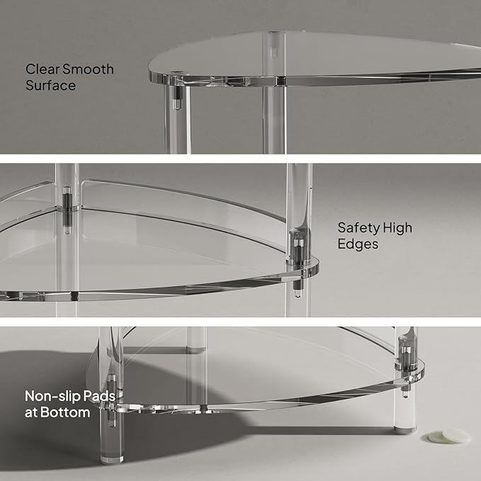 Aquiver Acrylic Standing Shower Caddy - Triangle Shower Organizer Stand - 3 Tier Corner Shower Caddy Shower Organizer Shelf for Inside Bathroom, Bathtub, 11.4'' D x 11.67'' W x 26.2'' H, Clear