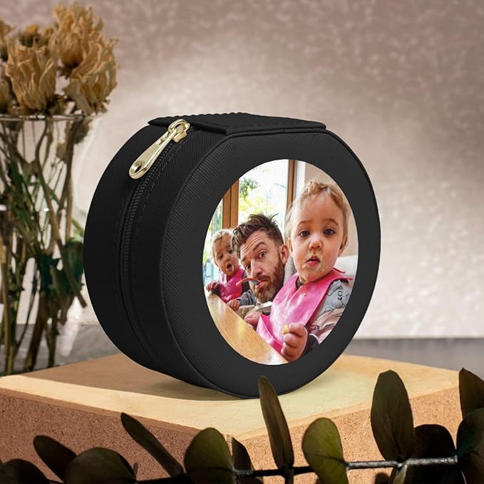 Personalized Jewelry Box Gifts for Women - Custom Jewelry Organizer with Image Text Logo - Customized Travel Leather Jewelry Case for Mom Wife Wedding Girls