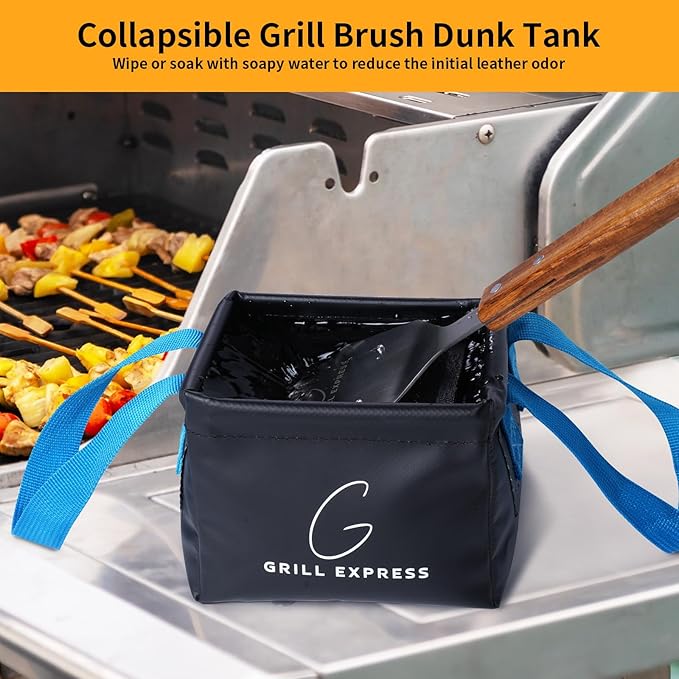 Collapsible Water Bucket for Grill Brush Heads, Durable Dunk Tank for Stainless-Steel Grates and Steam Grills (Bucket Only, No Brush Included)