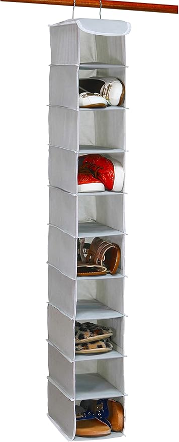 Simple Houseware 10 Shelves Hanging Shoes Organizer Holder for Closet, Grey