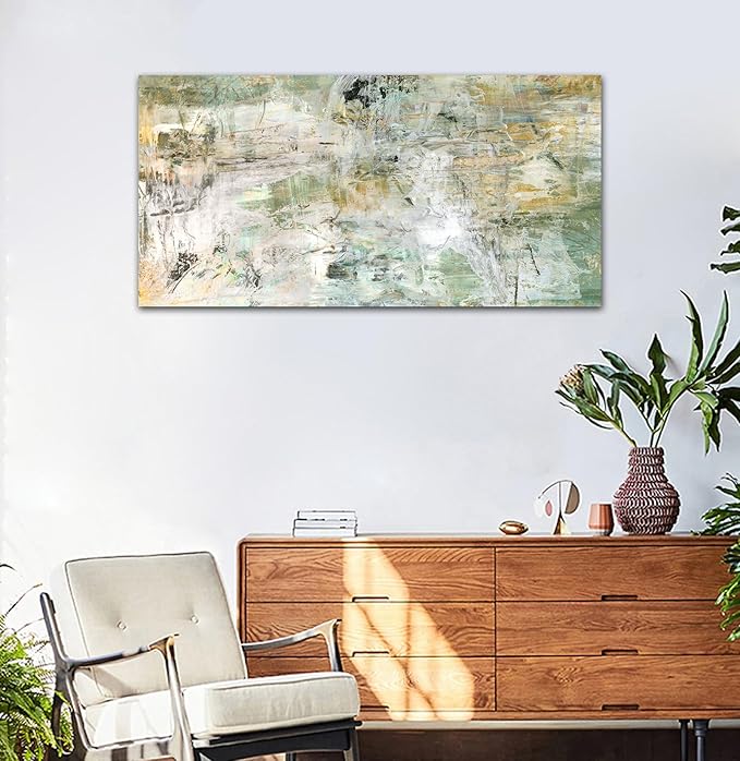 NINEASO Brown Green Abstract Wall Art - Unearthed World Abstract Canvas Pictures for Wall Decor Modern Abstract Canvas Painting Artwork for Living Room Bedroom Home Office Wall Decorations 30" x 60"