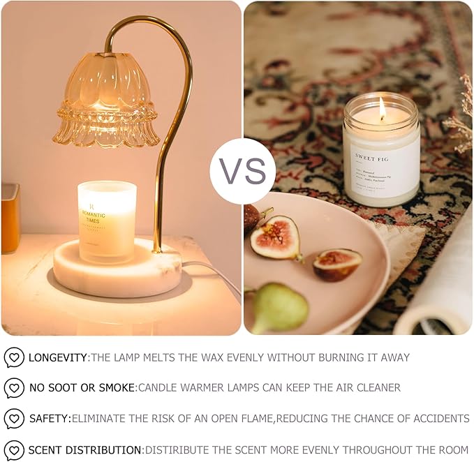 Candle Warmer Lamp with Timer & Dimmer, Electric Candle Lamp Warmer with 2 Bulbs for Scented Candle, Home Decor Gift for Her, Mother’s Day Gift (Milk Tea)