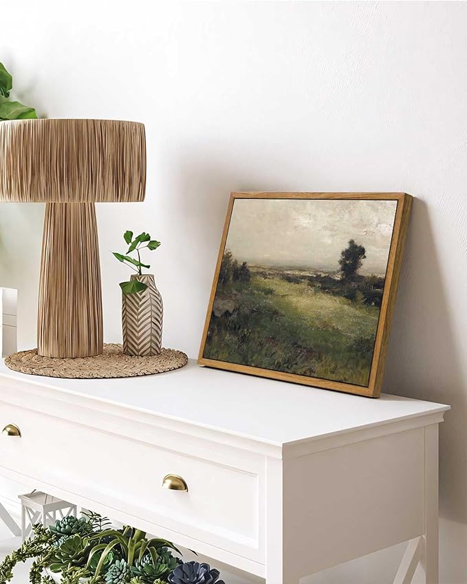 InSimSea Framed Canvas Wall Art Vintage Decor, Farmhouse Wall Art for Living Room, Wild Field Landscape Wall Artwork for Bedroom, Country Wall Decoration Traditional Scenic Pictures for Bathroom, 9"x11"