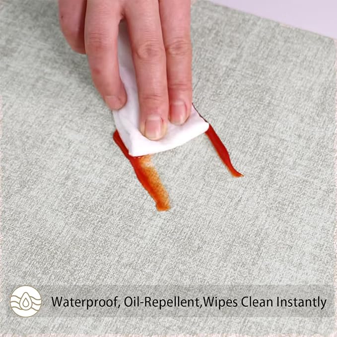 Round Placemats Set of 8, Reversible Faux Leather Waterproof and Heat Resistant Place Mats, Beige Oilproof Wipeable Washable Table Protective Placemats for Indoor & Outdoor