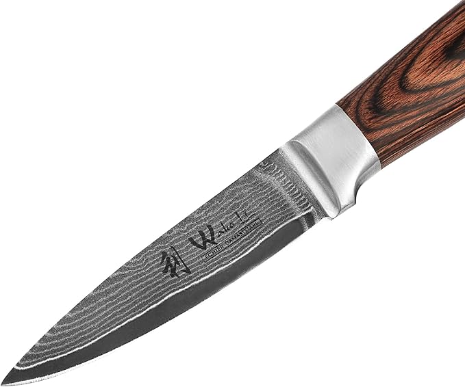 Wakoli Office Knife 3.2-inch Damascus Chef Knife - 67-Layer VG10 Core Steel, Razor Sharp with Pakkawood Handle, for Cooking & Slicing - Gift Box (EDIB)
