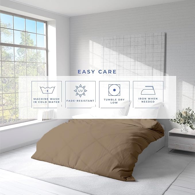 Kotton Culture 1 Pc Custom Size Duvet Cover Only -100% Egyptian Cotton Sateen 600 Thread Count Ultra Soft Premium Durable Comforter Cover Zipper Closure & Corner Ties (Taupe, Custom)