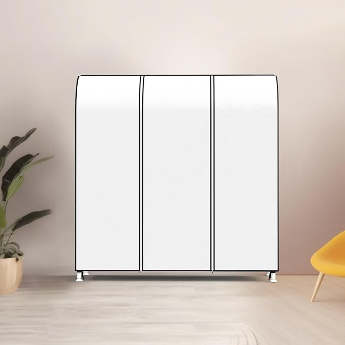 Zilink 60'' Garment Rack Cover Dustproof Clothes Rack Cover Breathable Garment Bags Protector Wardrobe Cover with 2 Durable Zippers for Garment Rack, White (Rack Not Included)