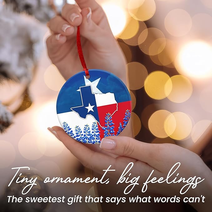 FLAGWIX Christmas Texas Gifts for Women Men - Ceramic Ornaments 2025 for Tree Decorations - Texas Christmas Ornament Gifts for Men Women, State Ornaments for Tree, Birthday Gift for Mom Dad Friends