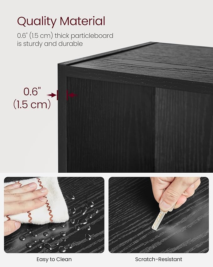 VASAGLE Custos Collection - Bookshelf, 3-Tier Bookcase, Book Shelf, Open Storage Shelf, 9.4 x 31.5 x 32 Inches, for Living Room, Home Office, Dinning Room, Ebony Black ULBC173T56