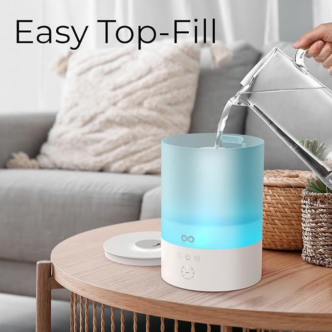 Everlasting Comfort Top Fill Humidifiers for Bedroom, 2.5L - Leakproof, Essential Oil Diffuser, Lights, Timer, Quiet Ultrasonic Cool Mist Humidifier, Easy to Fill & Clean, Auto Shut-Off, Aromatherapy