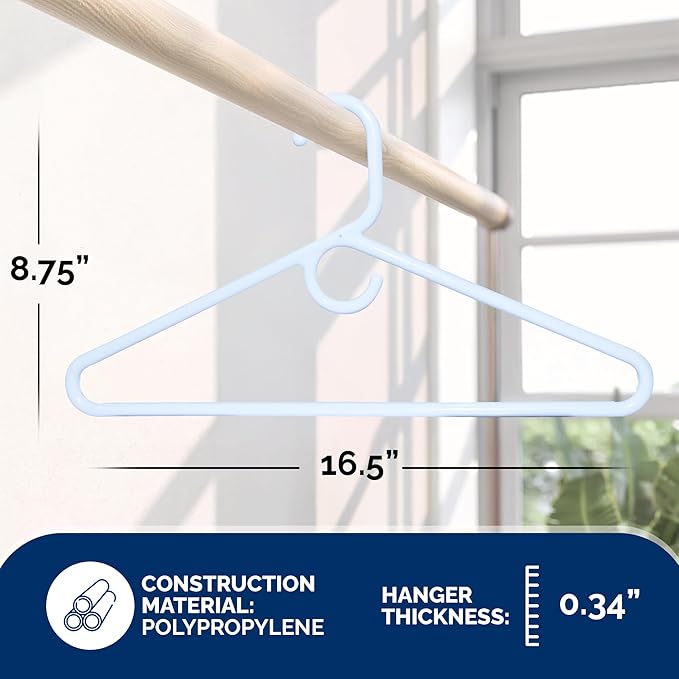 Ultra Heavy Duty Plastic Hangers, Made in USA, White Heavy Weight Hanger, 28 Pack
