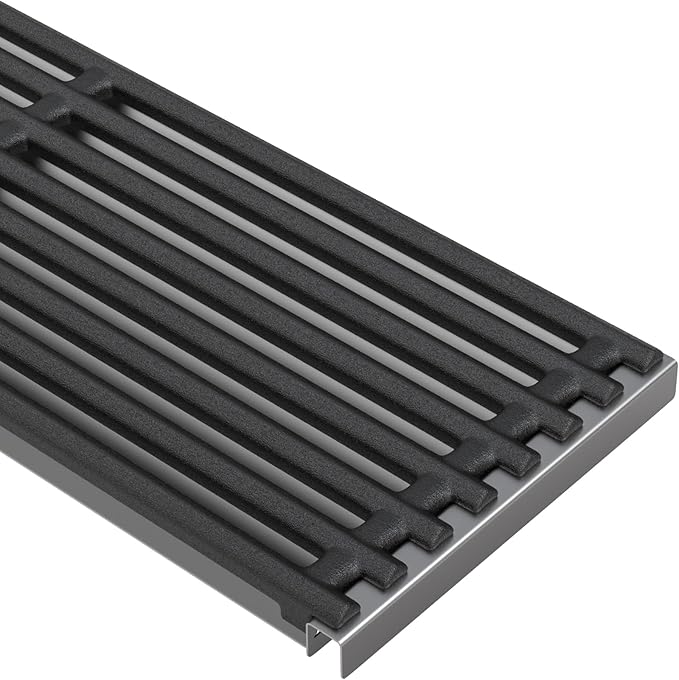 BBQ-PLUS 17'' x 6" Stainless Steel Infrared Emitter Plate and Cast Iron Grill Grates Replacement for Charbroil TRU-Infrared 2015 and Newer Commercial,Signature, Professional Series Gas Grill