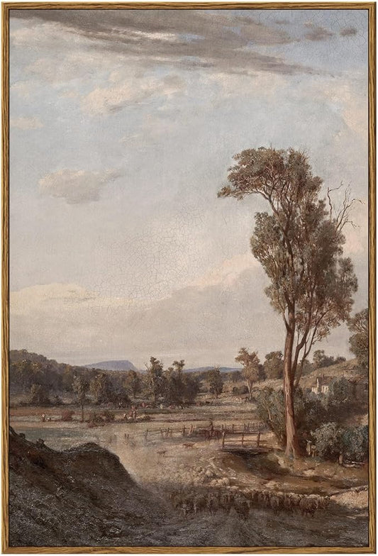 InSimSea Framed Wall Art for Living Room Classical Landscape Canvas Prints Room Decor Rustic Countryside Scenery Artworks Bathroom Pictures Wall Decorations Farmhouse Office Home Wall Decor 16x24in