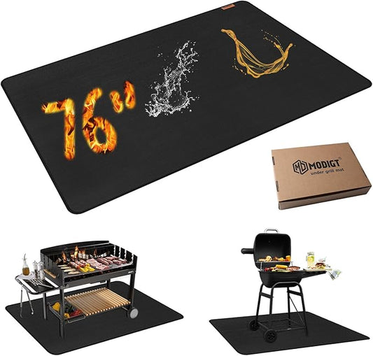 76"×52" Under Grill Mat for Outdoor Grill,Double-Side Fireproof & Heat-Resistant Outdoor Grill Mat,Protective Mat for Patio,Courtyard,Tabletop