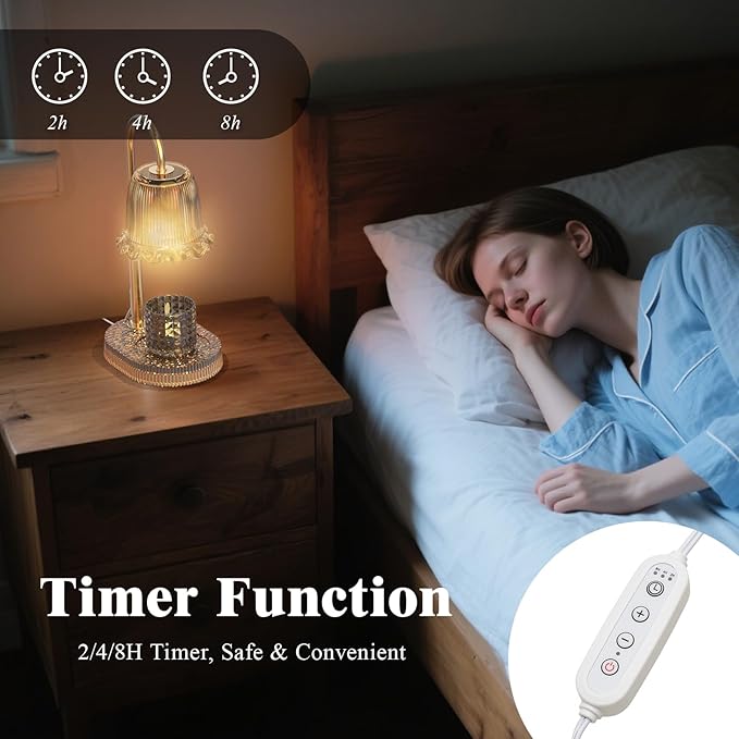 Candle Warmer Lamp with Adjustable Height - Flameless 4-Level Dimmable Wax Warmer, Timer Function & Stylish Design in Multiple Colors（Brown）