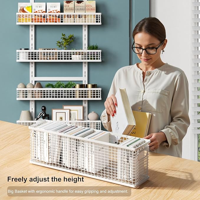 8-Tier Over The Door Pantry Organizer,Hanging Spice Rack,Over Door Adjustable Basket with Handle,Pantry Organization And Storage, Laundry Room,Bathroom,Large Capacity,D5.3xW15.7xH74.8 in