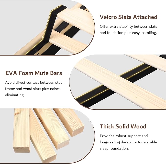 iPormis Queen Size Bed Frame with Charging Station, Linen Platform Bed Frame with Wingback Upholstered Headboard, Solid Wood Slats Support, No Box Spring Needed, Easy Assembly, Beige