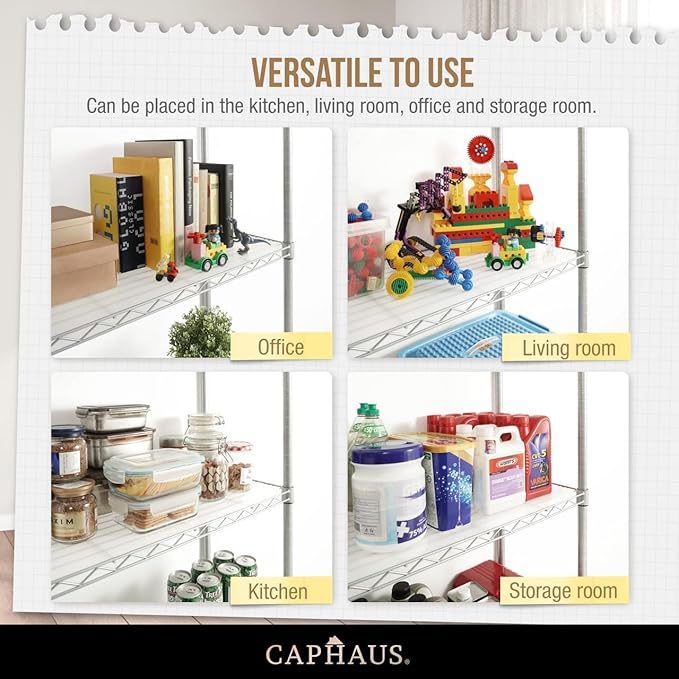 CAPHAUS NSF Black Adjustable 3-Tier Shelf Wire Shelving Unit w/Liner, Garage & Basement Storage Organizer, Metal Steel Shelves