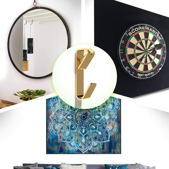 Picture Hangers, Picture Hooks for Hanging Pictures 50LB Frame Hooks Picture Hangers Heavy Duty Hardware Hanger Kit 30Pcs Wooden Wall Painting Hangers Hooks and Nails for Pictures