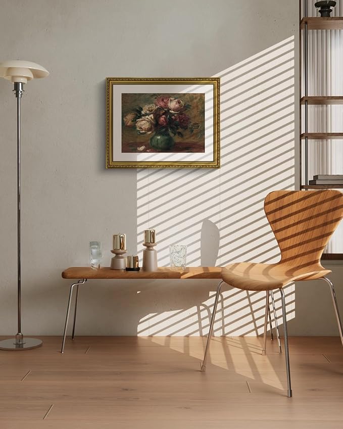 VIYYIEA Gold Framed Wall Art Canvas Print Home Decor Flower Art Vintage Botanical Prints Rustic Farmhouse Wall Decor Mid Century Art Prints Floral Room Decor Wall Pictures Living Room Bedroom 16x20in