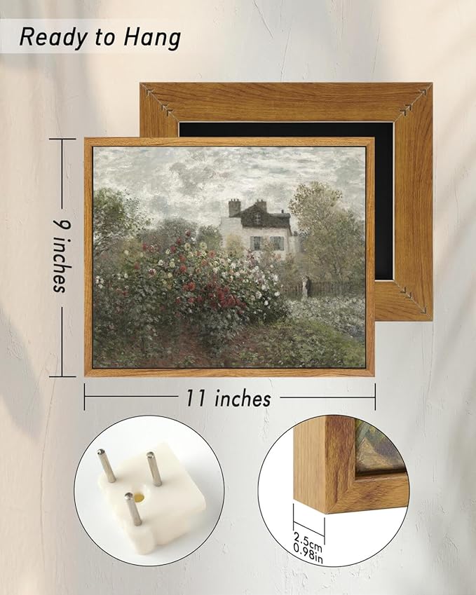 InSimSea Framed Canvas Wall Art Vintage Decor, Country Art, Garden Full of Flowers Oil Painting Wall Prints by Claude Monet, Cottage Decor, Farmhouse Office Dining Room Decor, 9"x11"